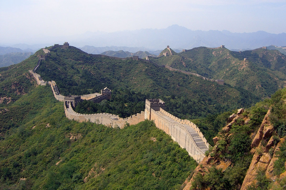 Photo. The Great Wall at Jinshanling amidst clouds. China.
