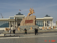 Pictures. Sukhbaatar monument in the Central square.
