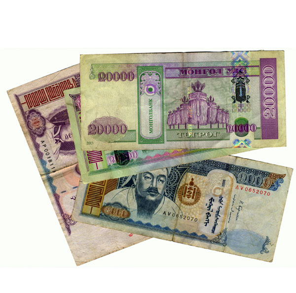 Фотография. Набор банкнот Монголии.