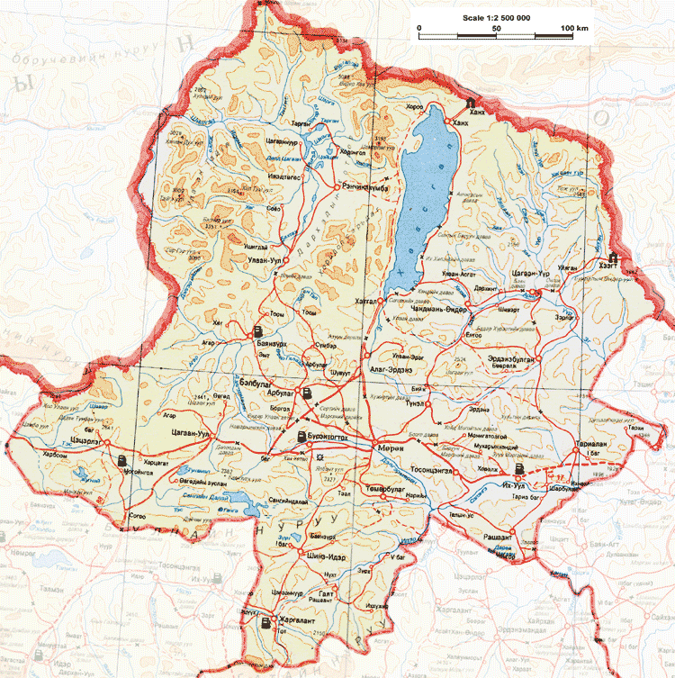 Карта Хубсугульского аймака Монголиия. Карта Монголии.