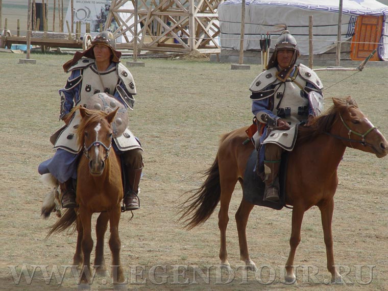 Chinggis Khaans cavalry riders show.