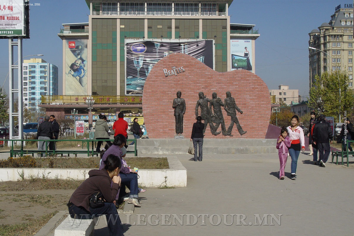 Photo. Beatles monument in Ulaanbaatar.