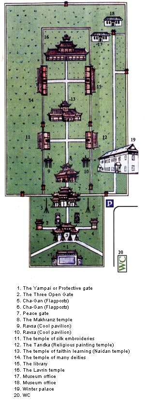 План дворца (музея) Богдо Хана. Улан-Батор. Монголия.