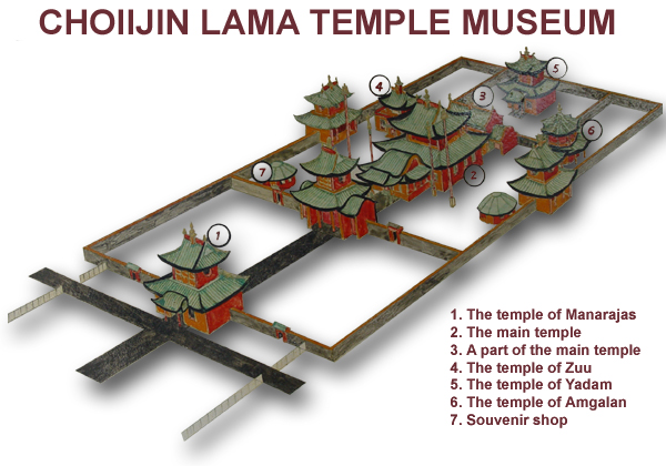 План-схема храма - музея Чойджин-ламы (монг. Чойжин ламын сумэ). Улан-Батор.